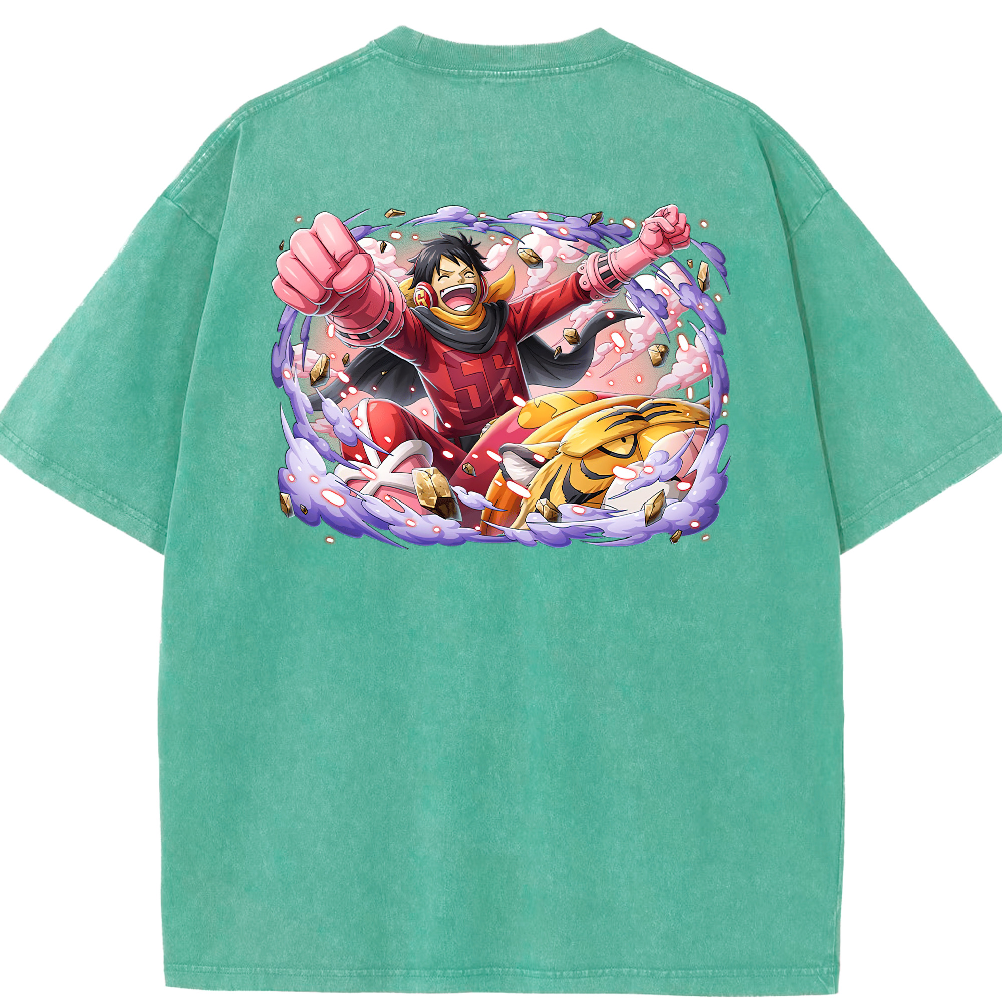 ワンピース モンキー・D・ルフィ ONE PIECE Monkey D. Luffy 綿100% ヴィンテージ風 半袖Tシャツ（背面プリント）
